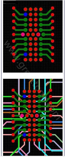 焊盘内过孔用于内部，而外部引脚在0.5mm栅格上扇出-深圳宏力捷