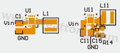 为降低 EMI 的电感与 RC 缓冲配置及连结