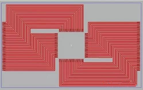 正方形芯片布线：(顶部)正交版图布线要求很大的面积